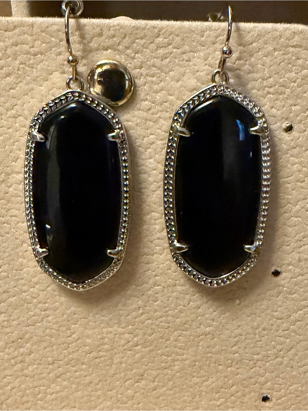 Kendra Scott Black Stone Silver Drop Earrings - Women Jewelry